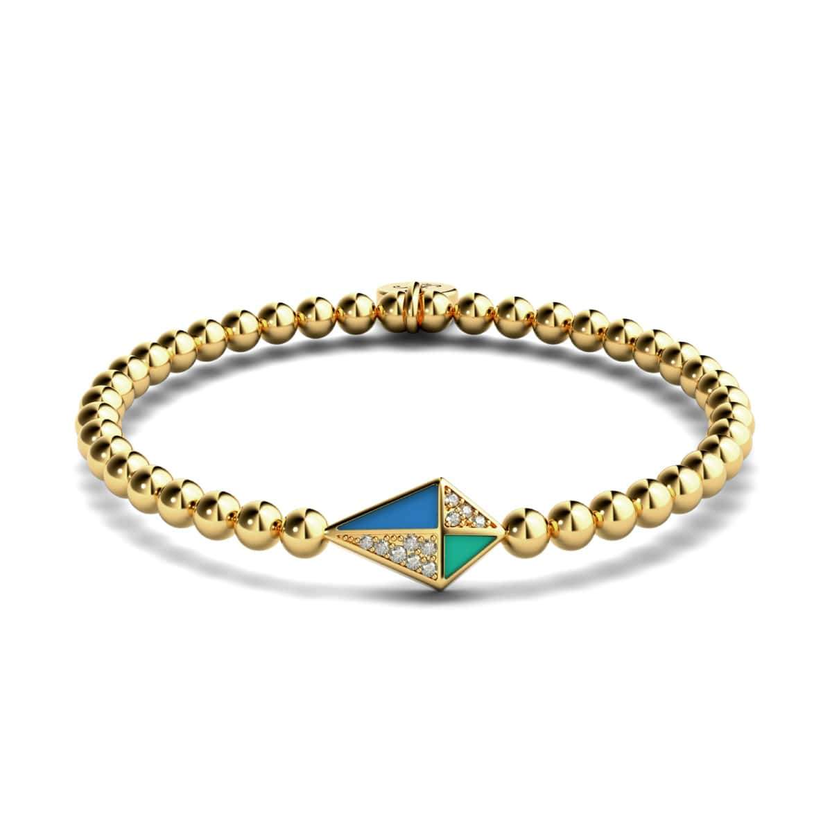 Cerf-volant | Or 18 carats | Émail | Bracelet à breloques en cristal